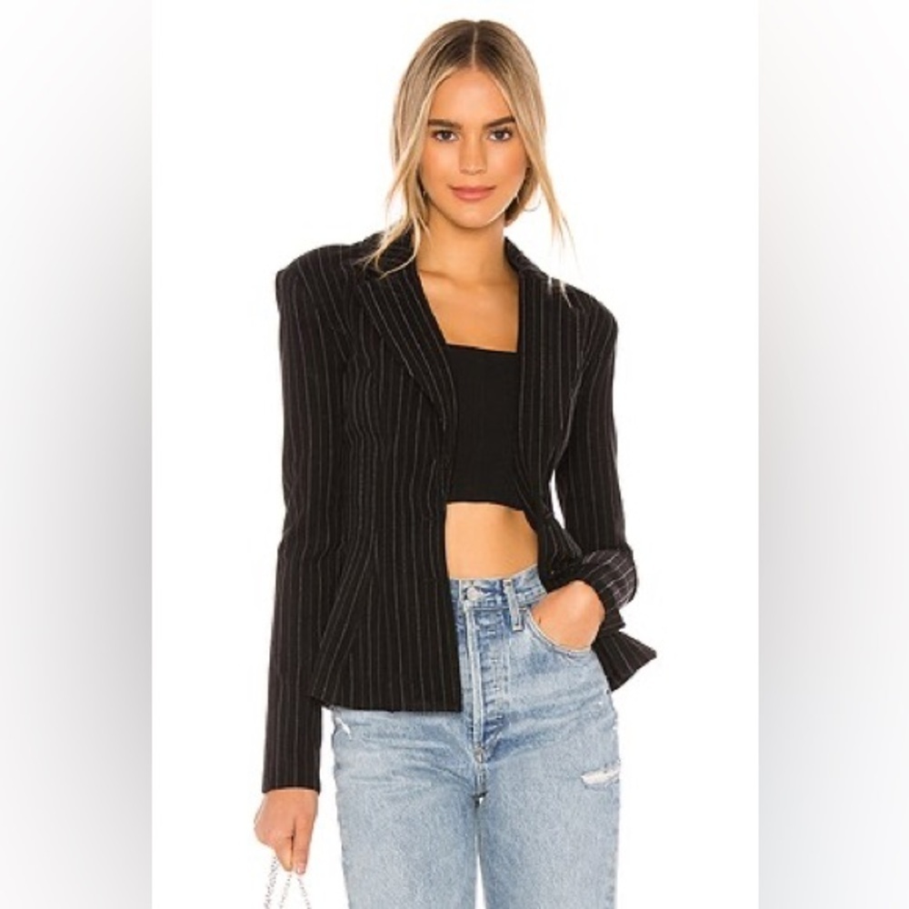 Revolve NBD Trixibelle Pinstripe Fitted Blazer size S 90s chic fall preppy
